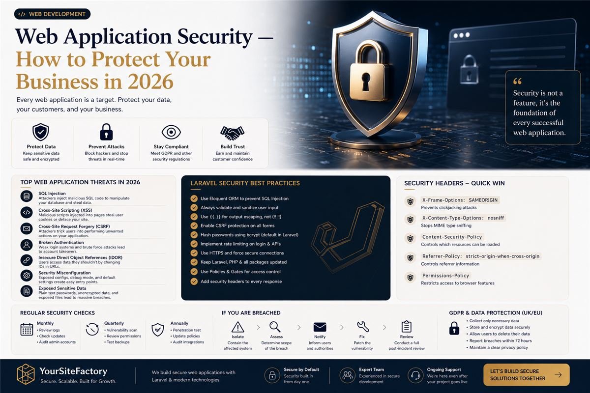 Web Application Security in 2026  Threats, Laravel Best Practices & GDPR Compliance